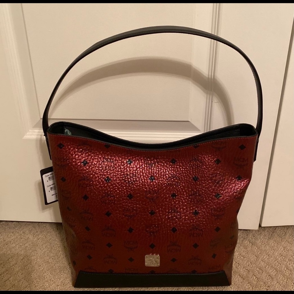 MCM Red Metallic Handbag